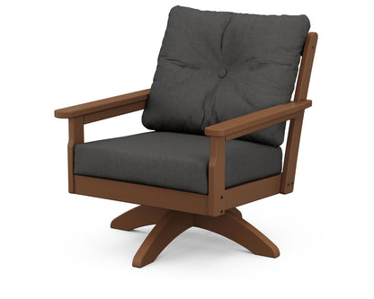 POLYWOOD® Vineyard Deep Seating Swivel Chair in Teak / Spectrum Carbon