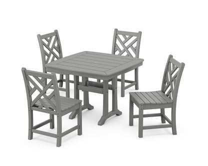 POLYWOOD® Chippendale Side Chair 5-Piece Dining Set with Trestle Legs in Slate Grey