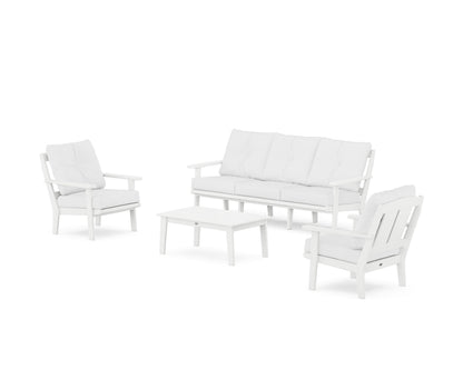 POLYWOOD® Mission 4-Piece Deep Seating Set with Sofa in White / Natural