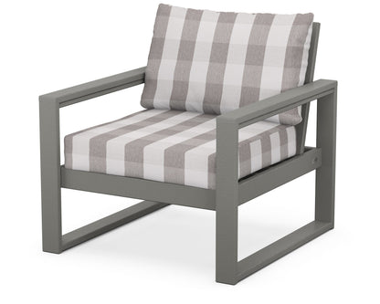 POLYWOOD® EDGE Club Chair in Slate Grey / Buffalo Plaid Grey Mist