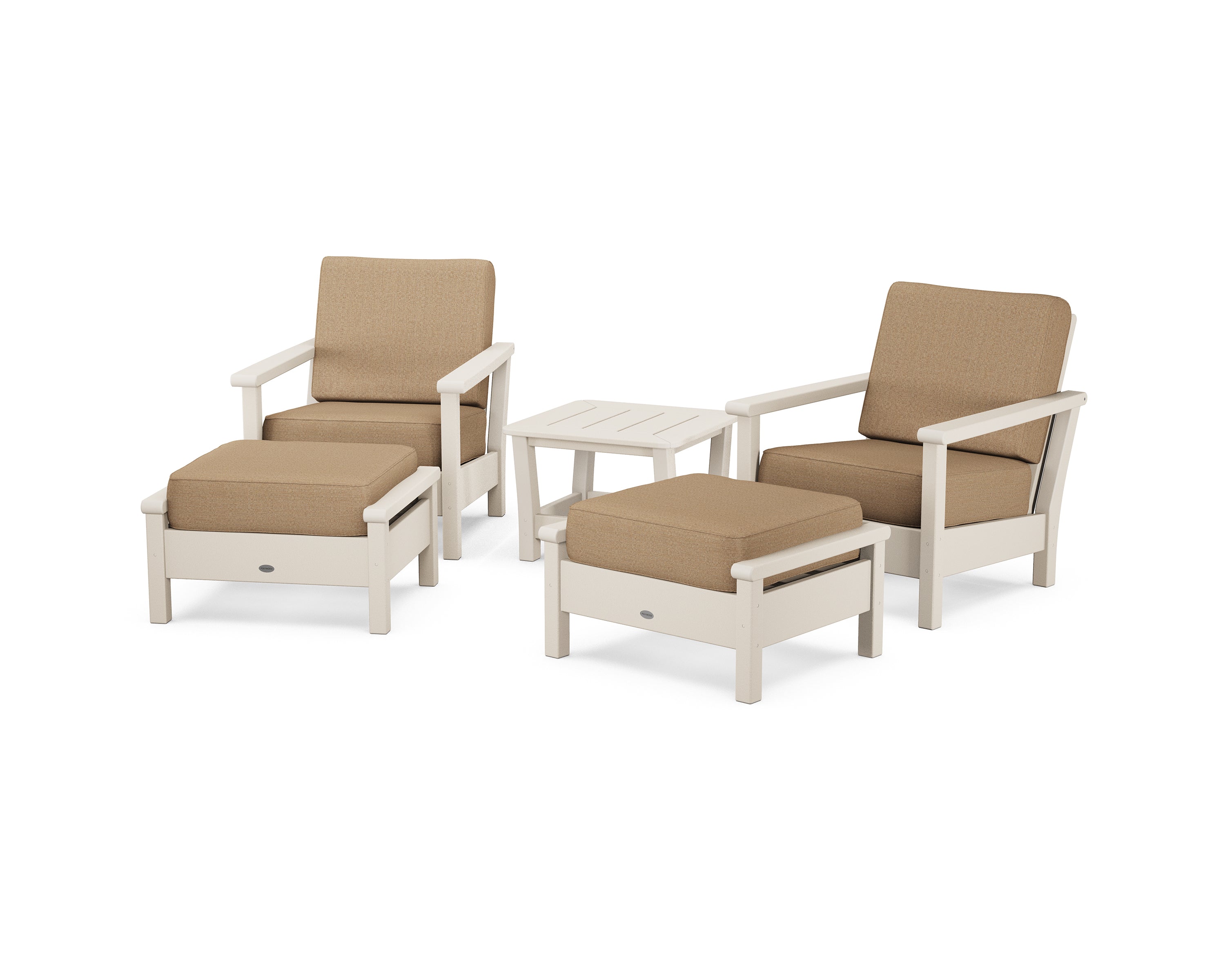 POLYWOOD® Harbour 5-Piece Deep Seating Chair Set in Sand / Sesame