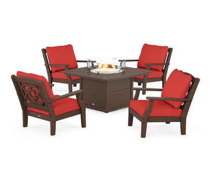Chinoiserie 5-Piece Deep Seating Set with Fire Pit Table