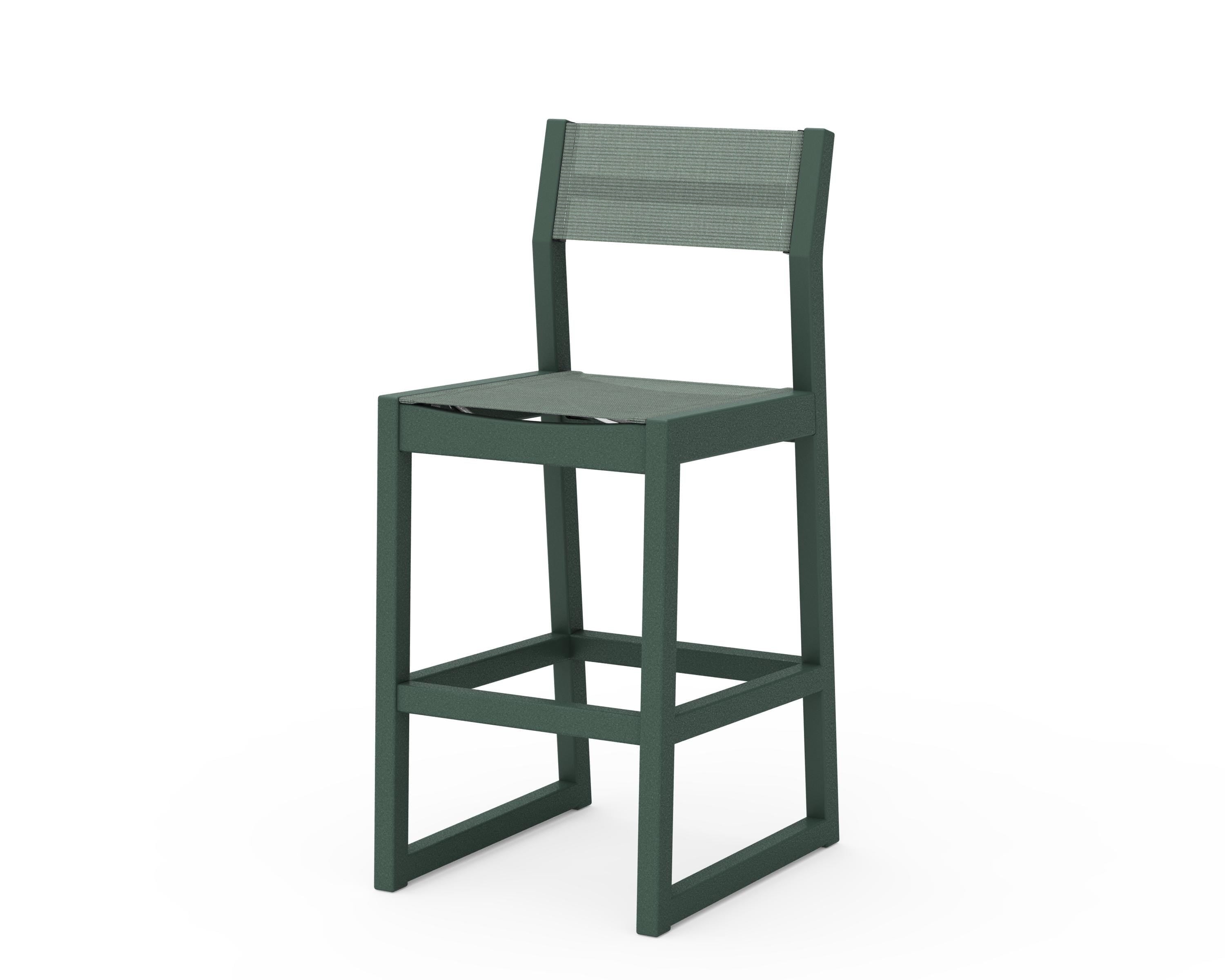 POLYWOOD® EDGE Sling Bar Side Chair in Green / Dupioni Sea Mist Sling