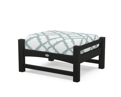 POLYWOOD® Club Ottoman in Black / Trellis Glacier Spa