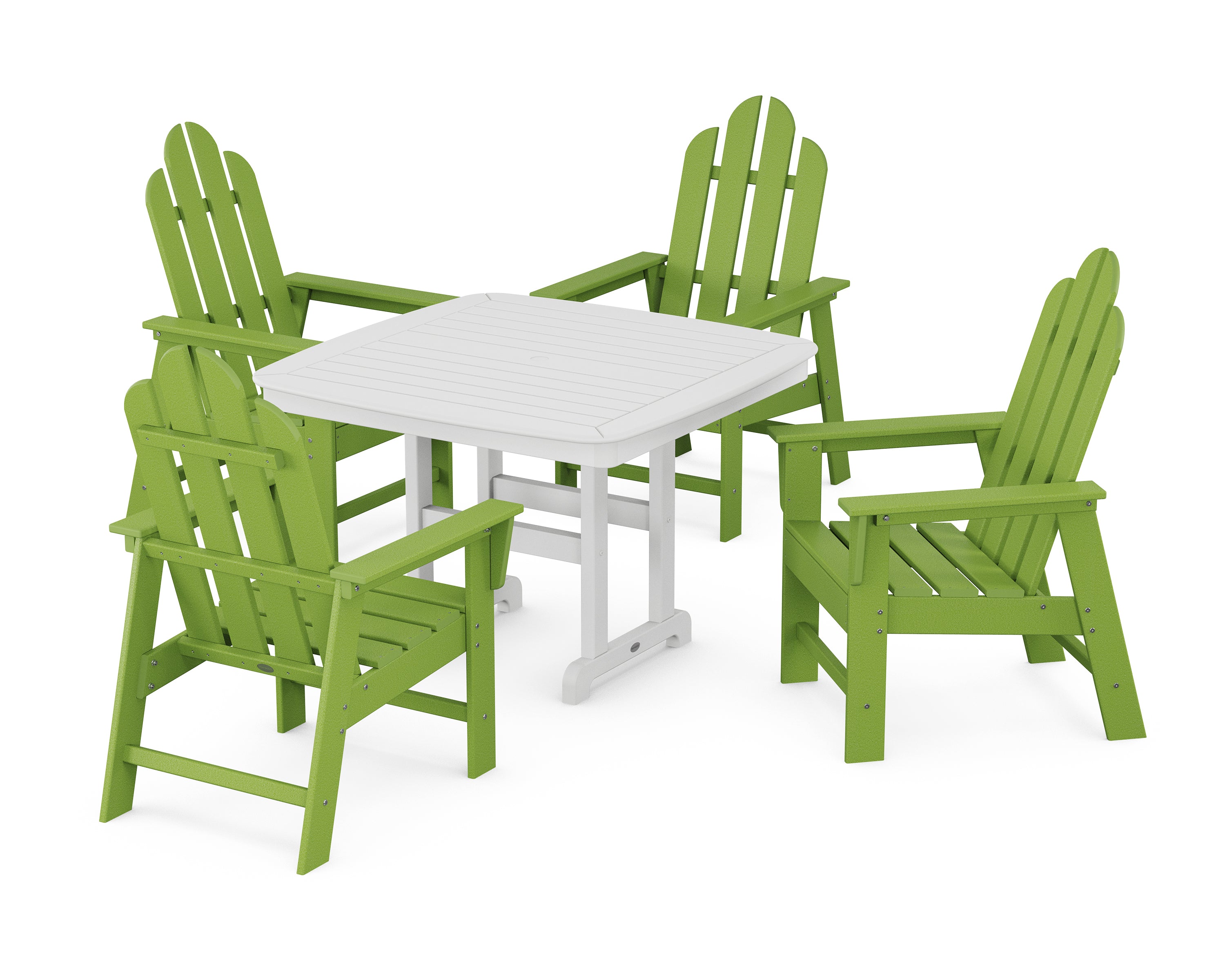 POLYWOOD® Long Island 5-Piece Dining Set with Trestle Legs in Lime / White