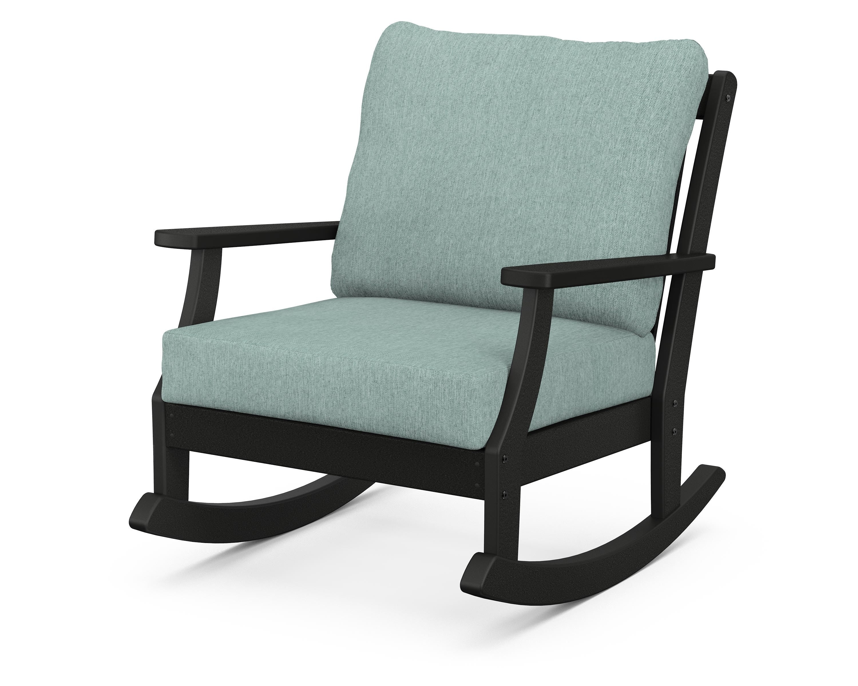 POLYWOOD® Braxton Deep Seating Rocking Chair in Black / Glacier Spa