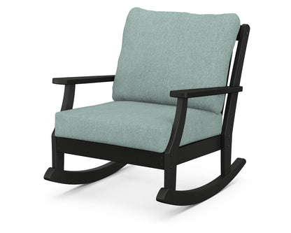 POLYWOOD® Braxton Deep Seating Rocking Chair in Black / Glacier Spa
