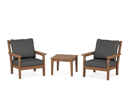 POLYWOOD® Chippendale 3-Piece Deep Seating Set in Teak / Spectrum Carbon