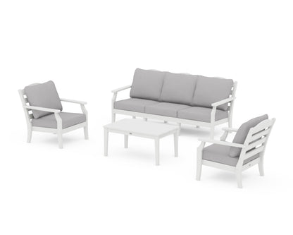 Draper James™ by  POLYWOOD® Savannah 4-Piece Deep Seating Set with Sofa in White / Granite