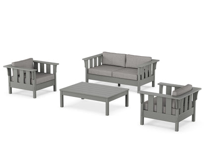 Martha Stewart by POLYWOOD® Acadia 4-Piece Deep Seating Set with Loveseat in Slate Grey / Grey Mist