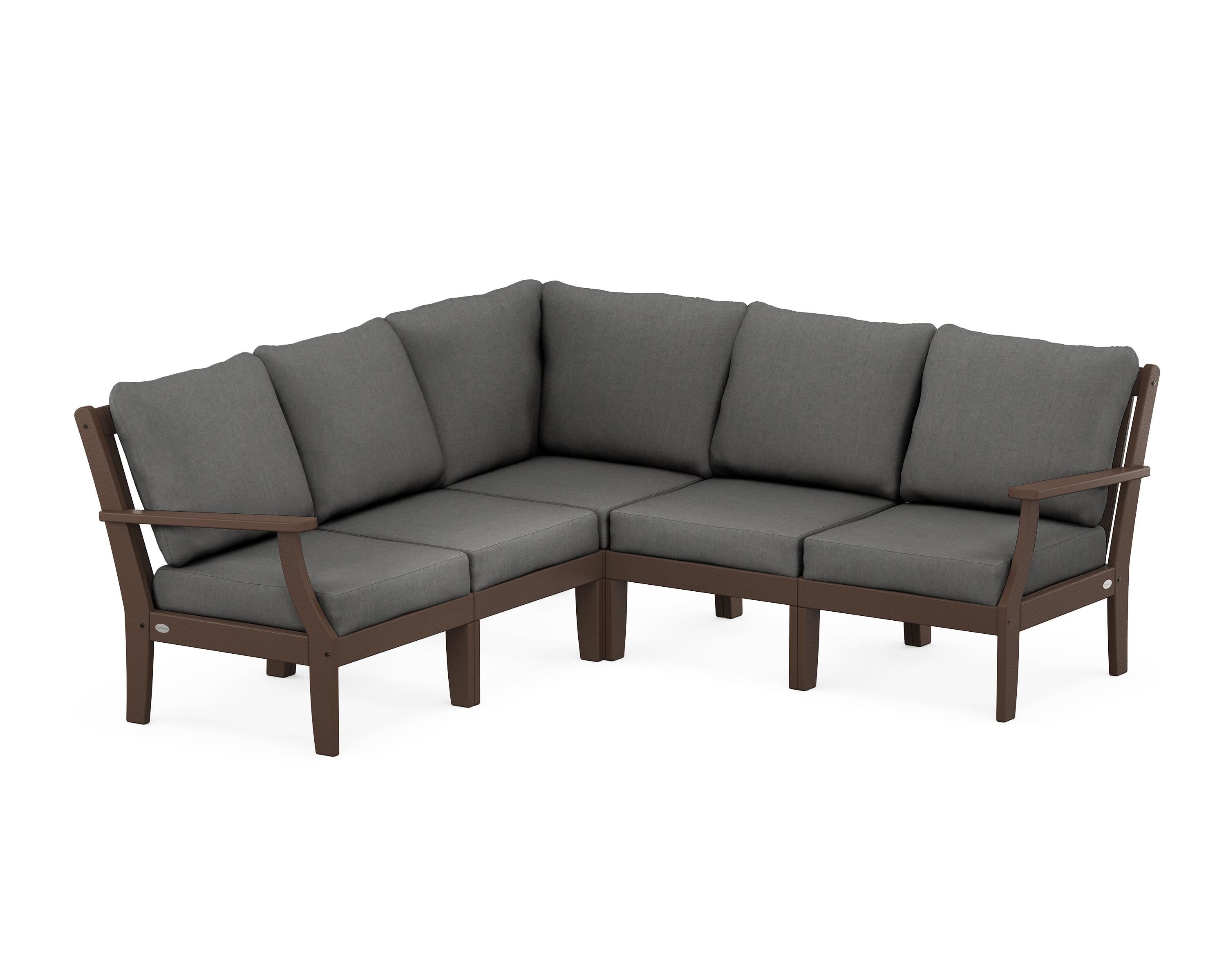 POLYWOOD® Braxton Modular 5-Piece Deep Seating Set in Mahogany / Spectrum Carbon