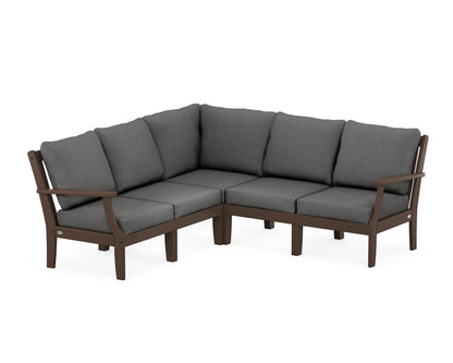 POLYWOOD® Braxton Modular 5-Piece Deep Seating Set in Mahogany / Spectrum Carbon
