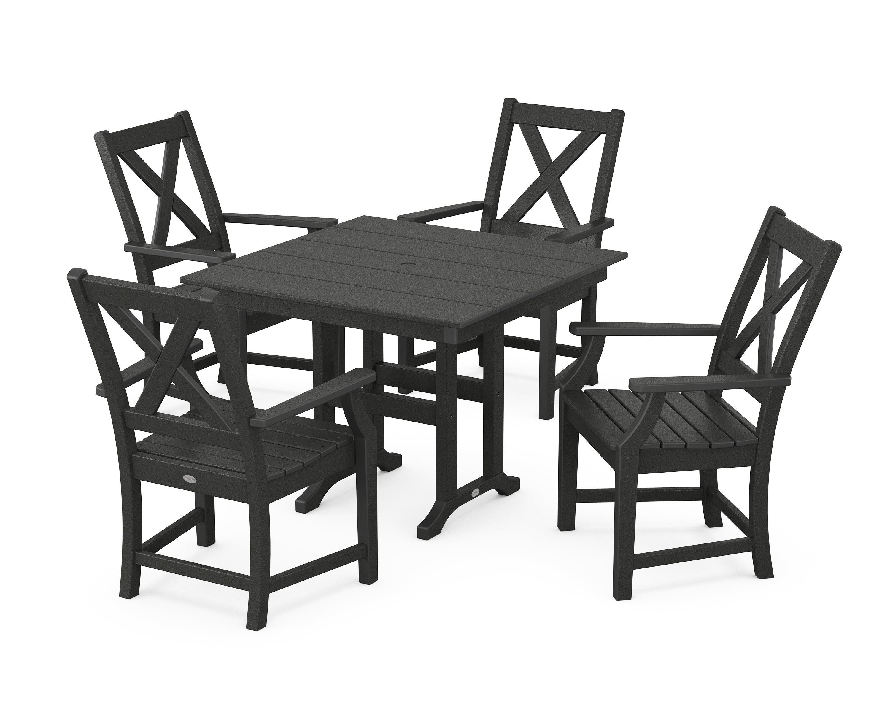 POLYWOOD® Braxton 5-Piece Farmhouse Dining Set in Black