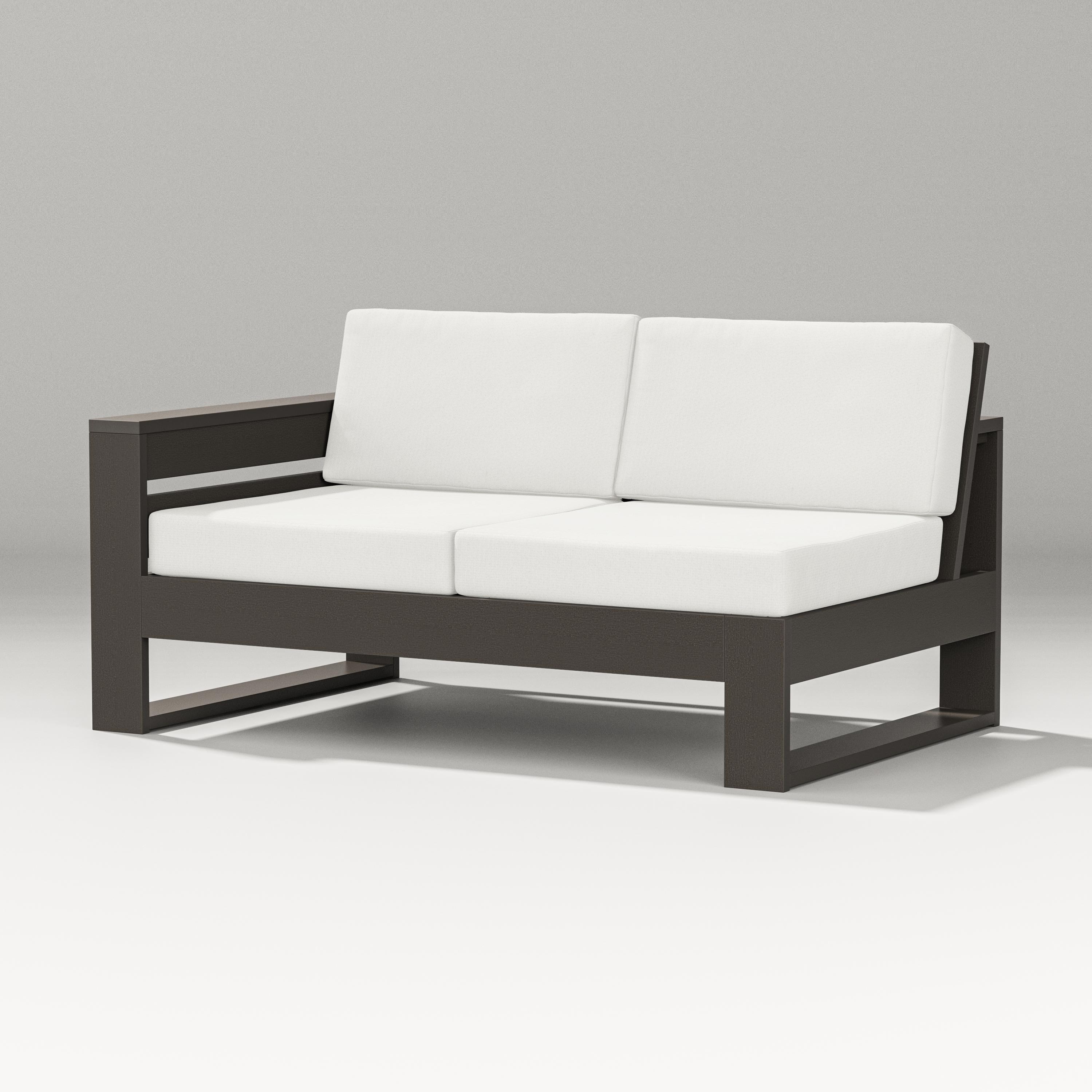 PW Designer Series Latitude Modular Left Arm Loveseat in Vintage Coffee / Natural Linen
