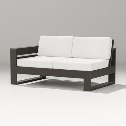 PW Designer Series Latitude Modular Left Arm Loveseat in Vintage Coffee / Natural Linen
