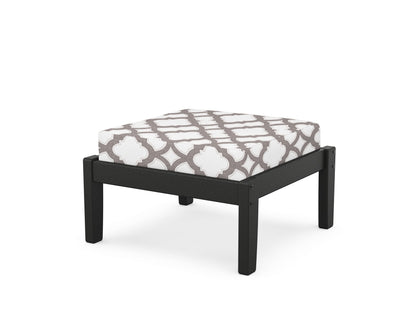 Unbranded Deep Seating Ottoman in Black / Trellis Grey Mist
