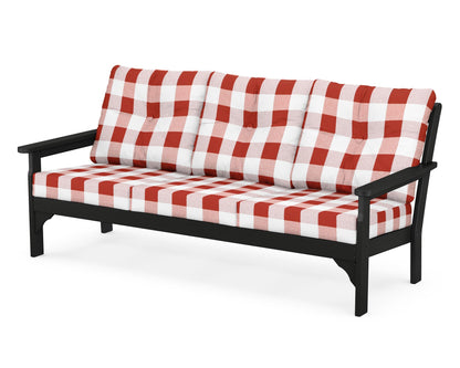 POLYWOOD® Vineyard Deep Seating Sofa in Black / Buffalo Plaid Crimson