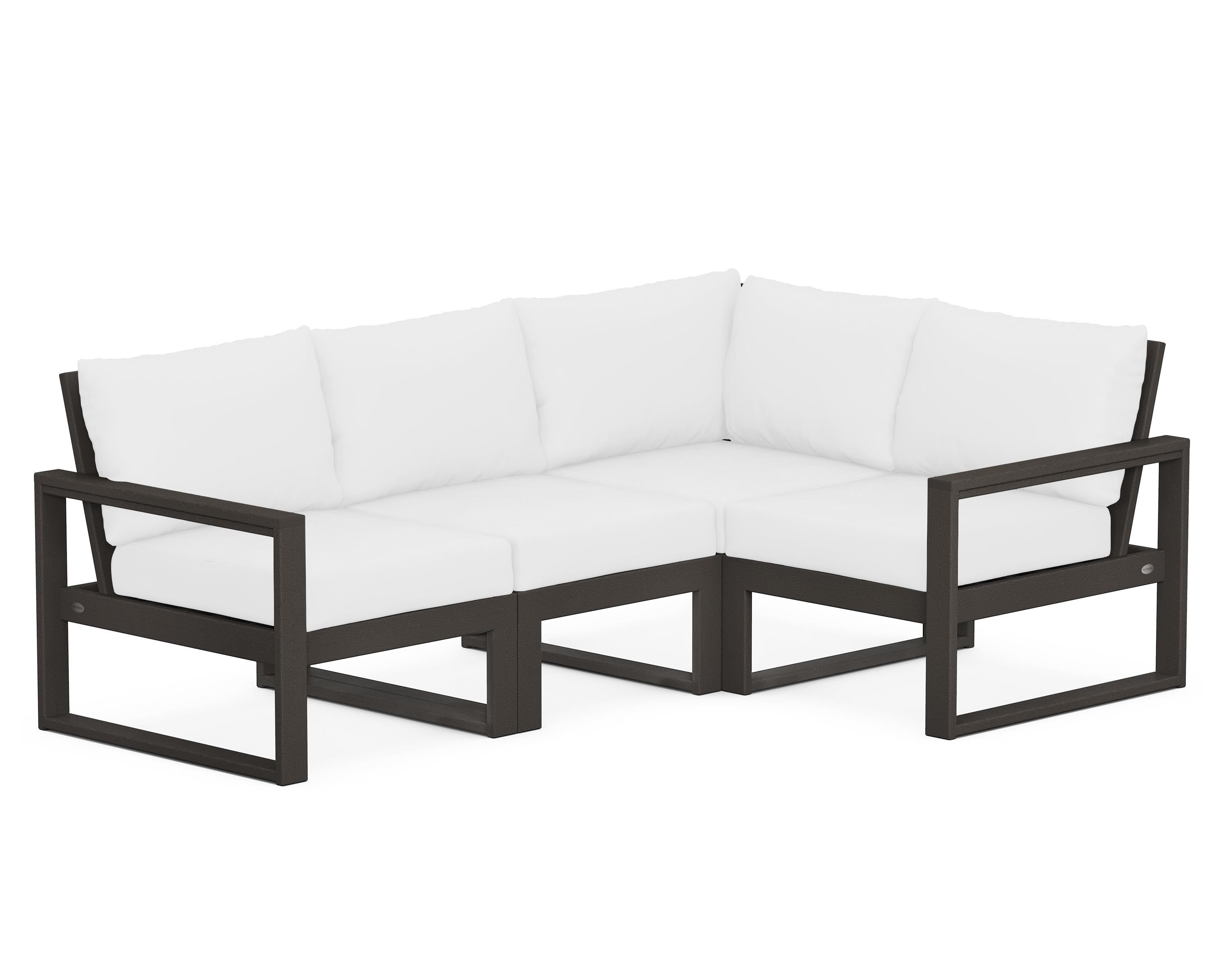 POLYWOOD® EDGE 4-Piece Modular Deep Seating Set in Vintage Coffee / Natural