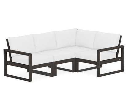 POLYWOOD® EDGE 4-Piece Modular Deep Seating Set in Vintage Coffee / Natural