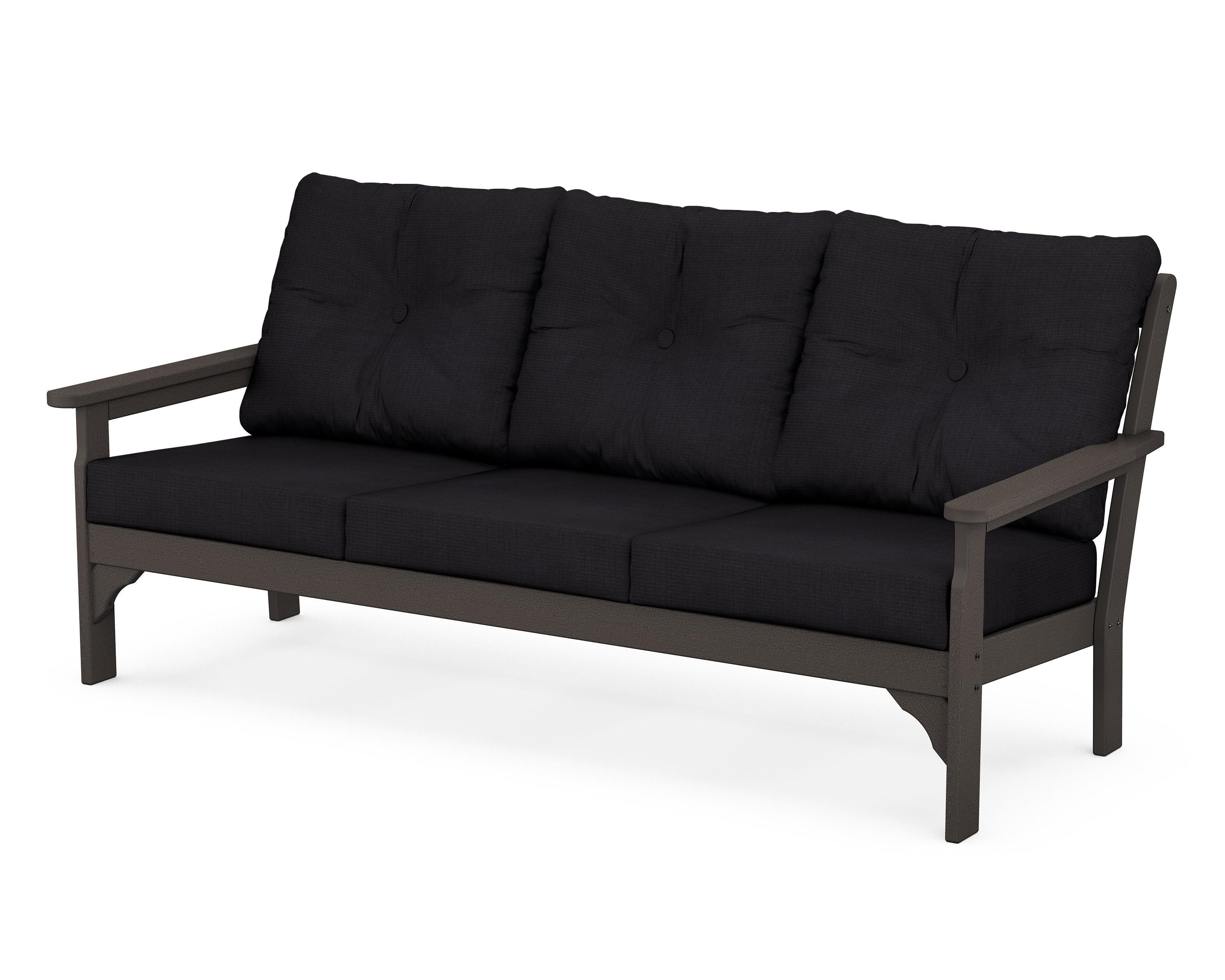 POLYWOOD® Vineyard Deep Seating Sofa in Vintage Coffee / Midnight Linen