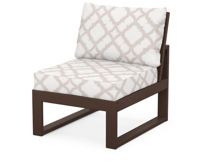 Unbranded Modular Armless Chair in Mahogany / Trellis Dune Burlap