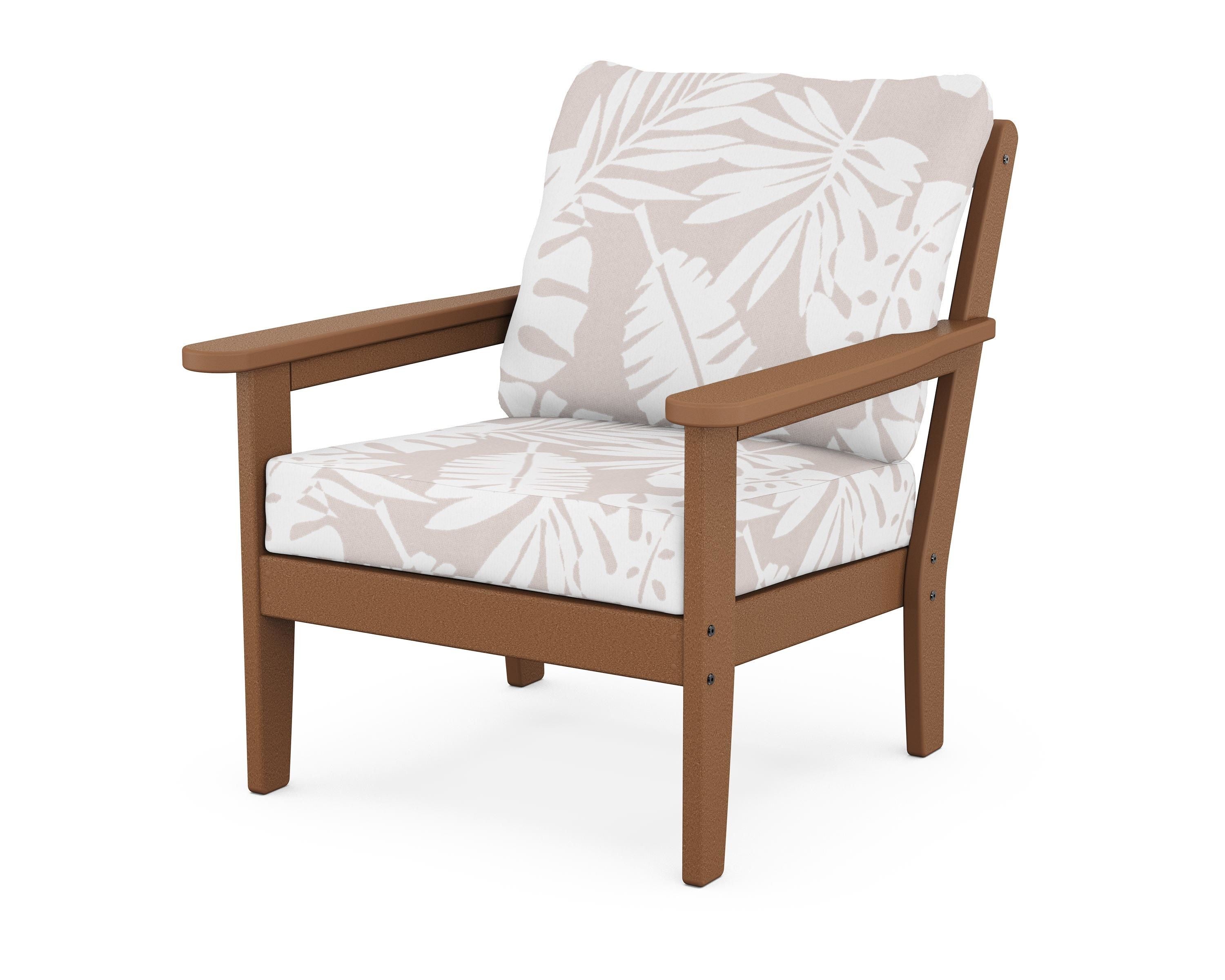 Country Living Cottage Deep Seating Chair in Teak / Leaf Dune Burlap