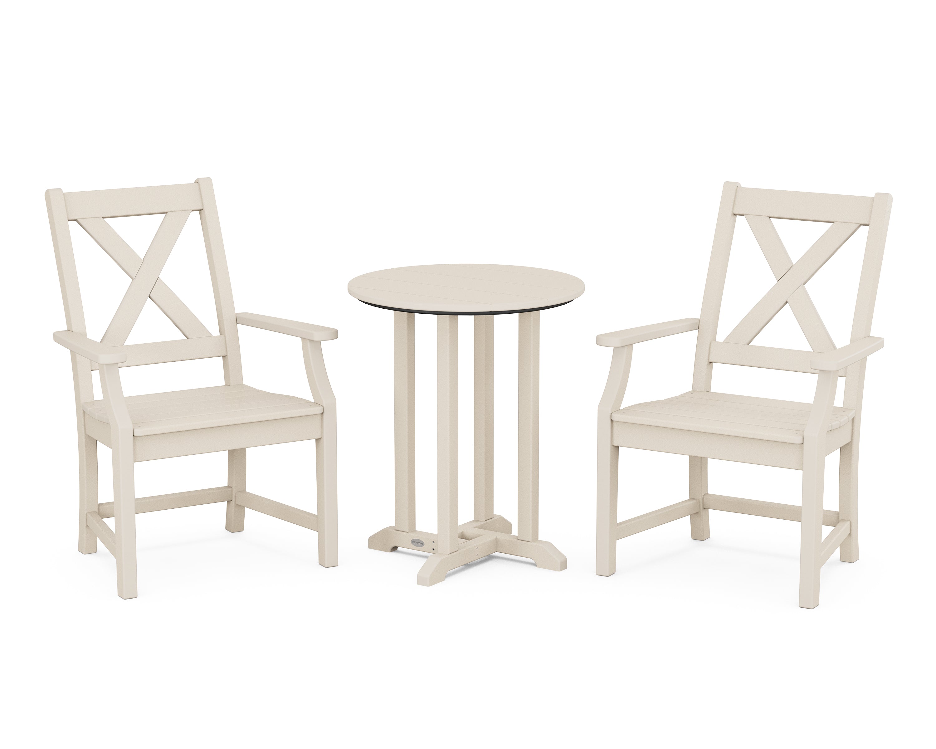 POLYWOOD® Braxton 3-Piece Round Bistro Dining Set in Sand