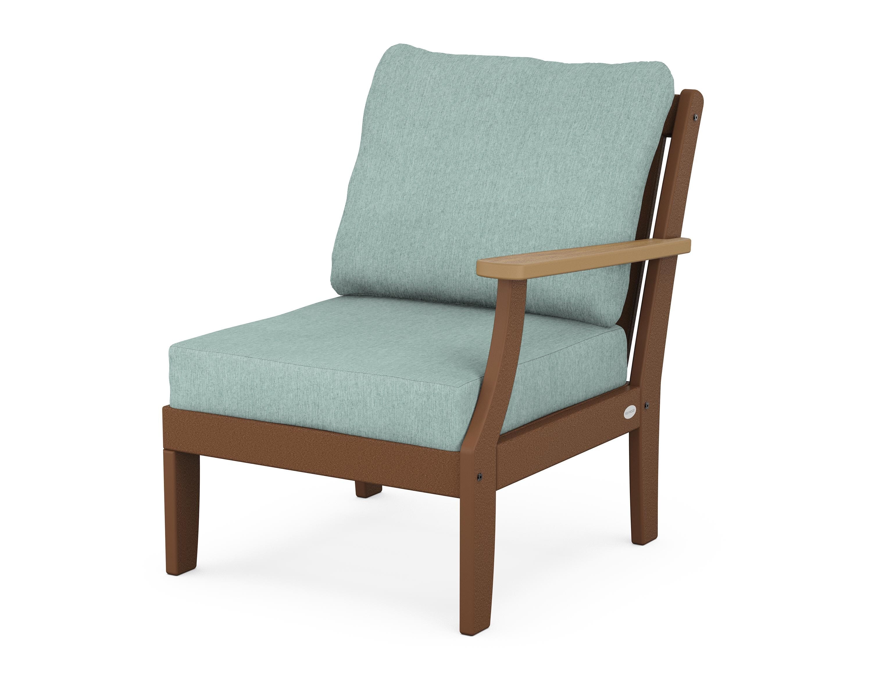POLYWOOD® Braxton Modular Right Arm Chair in Teak / Natural / Glacier Spa