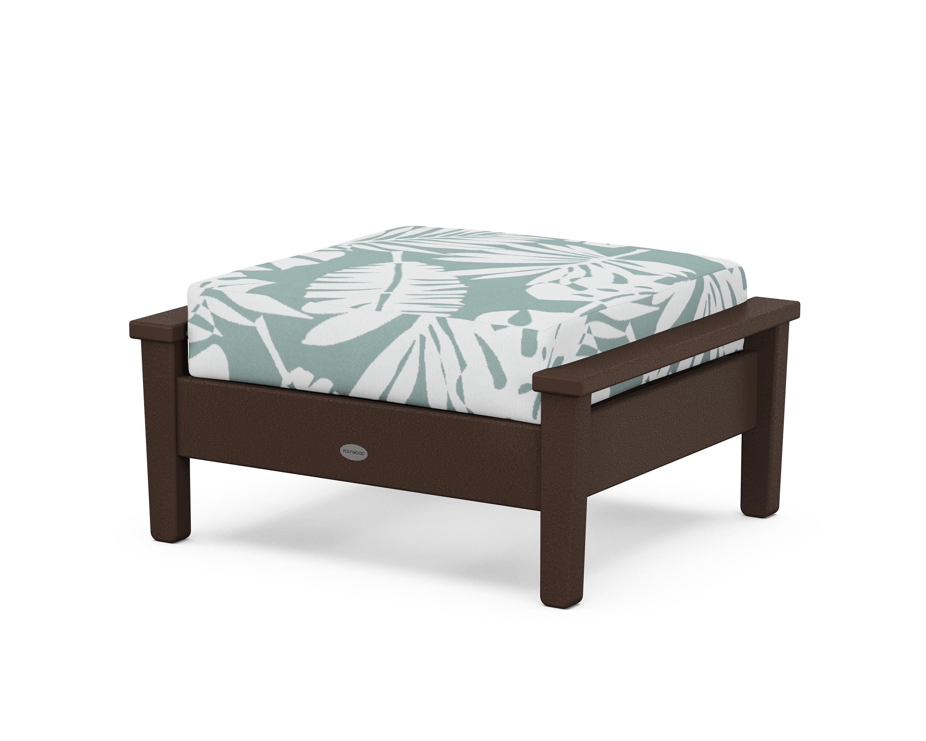 POLYWOOD® Prescott Deep Seating Ottoman in Mahogany / Leaf Glacier Spa