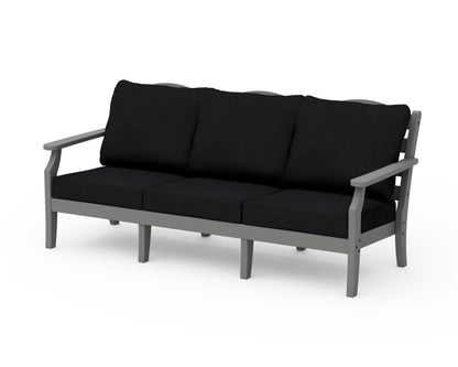 Draper James™ by  POLYWOOD® Savannah Deep Seating Sofa in Slate Grey / Midnight Linen