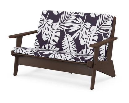 POLYWOOD® Riviera Modern Lounge Loveseat in Mahogany / Leaf Navy