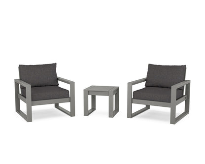 POLYWOOD® EDGE Sectional 3-Piece Deep Seating Set in Slate Grey / Ash Charcoal