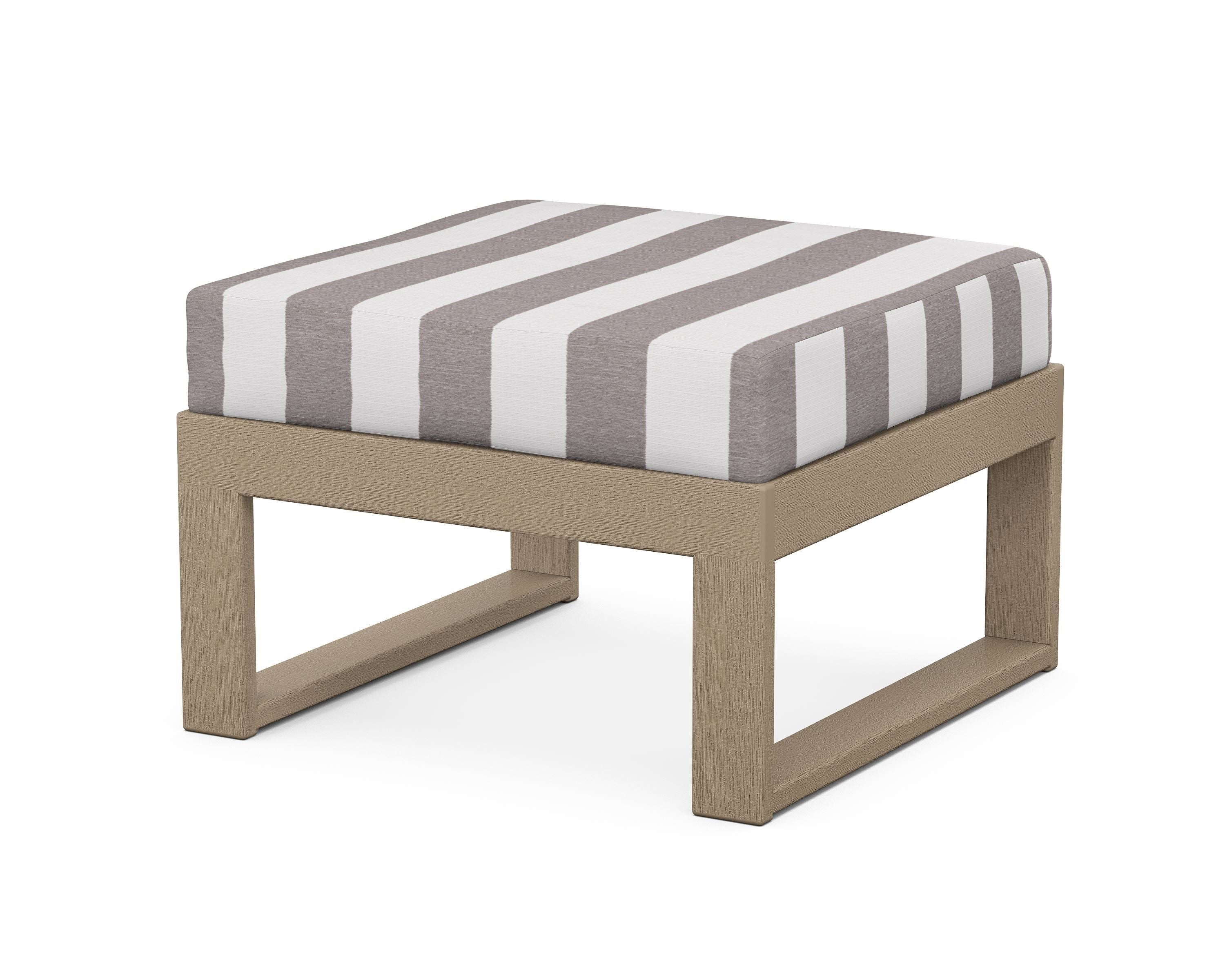 Unbranded Modular Ottoman - Modern in Vintage Sahara / Cabana Stripe Grey Mist