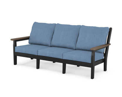 POLYWOOD® Chippendale Deep Seating Sofa in Black / Kona / Sky Blue