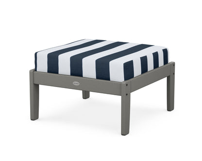 POLYWOOD® Braxton Deep Seating Ottoman in Slate Grey / Cabana Stripe Marine Indigo