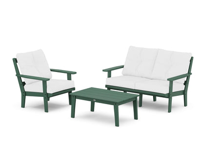 POLYWOOD® Oxford 3-Piece Deep Seating Set with Loveseat in Green / Natural