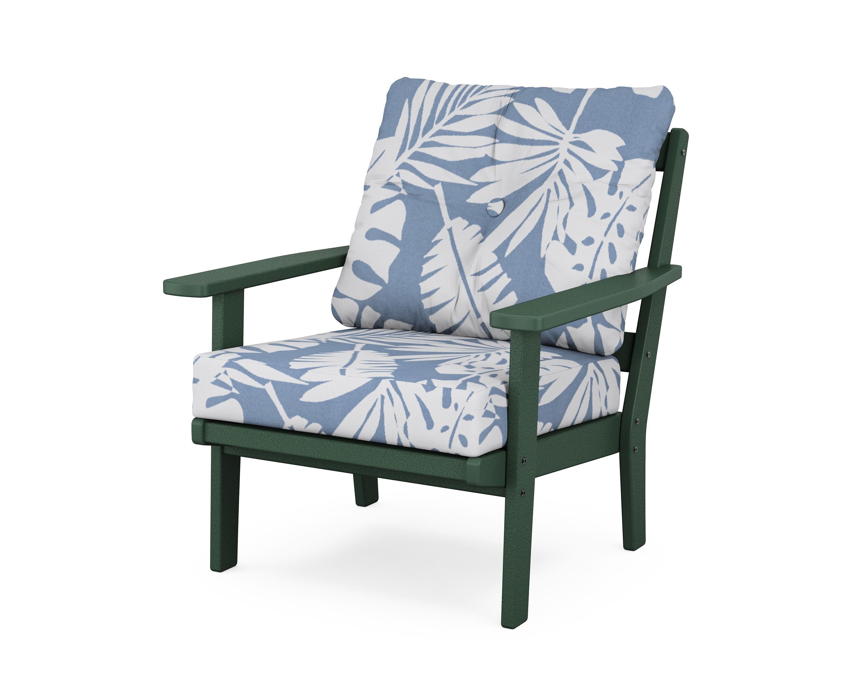POLYWOOD® Prairie Deep Seating Chair in Green / Leaf Sky Blue