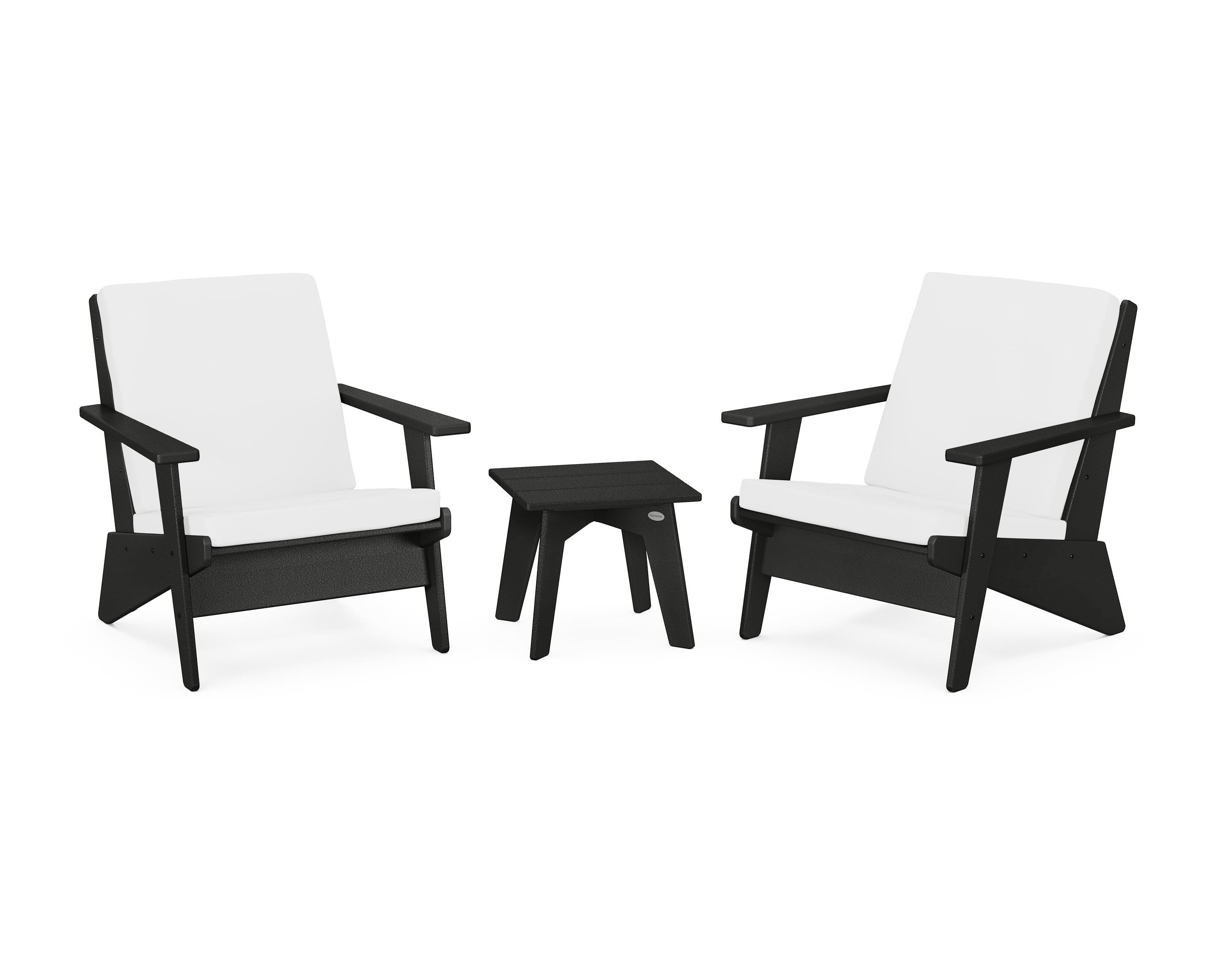 POLYWOOD® Riviera Modern Lounge 3-Piece Set in Black / Natural