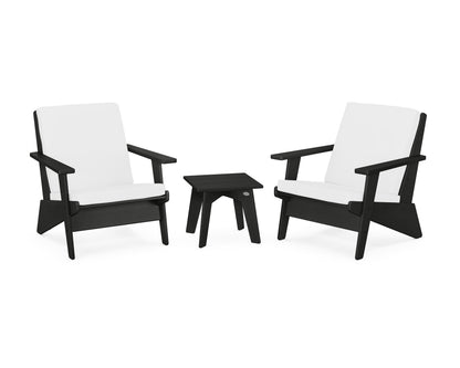 POLYWOOD® Riviera Modern Lounge 3-Piece Set in Black / Natural