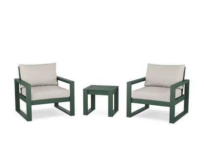 POLYWOOD® EDGE Sectional 3-Piece Deep Seating Set in Green / Cast Ash