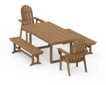 Vineyard Adirondack 5-Piece Dining Set with Benches