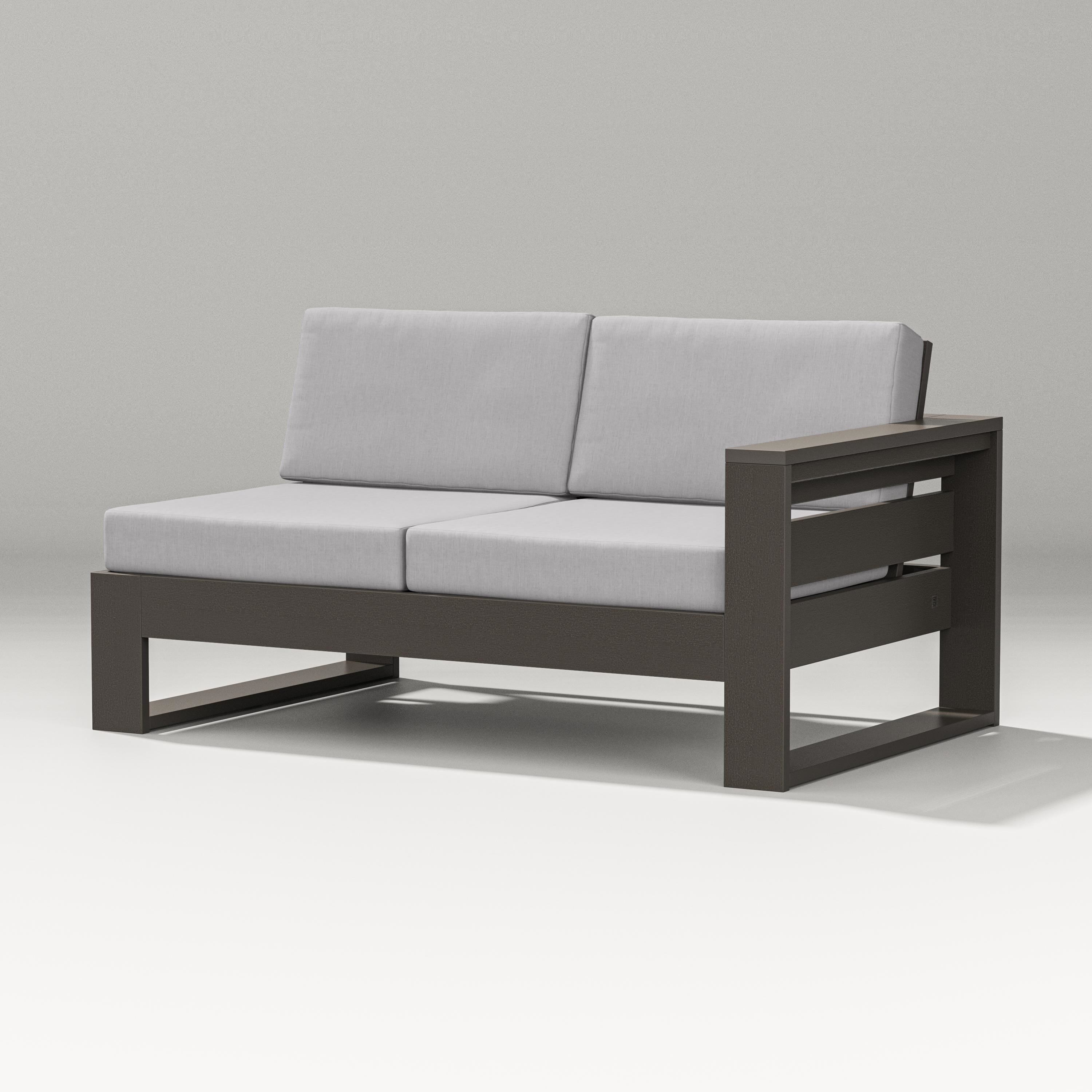 PW Designer Series Latitude Modular Right Arm Loveseat in Vintage Coffee / Granite