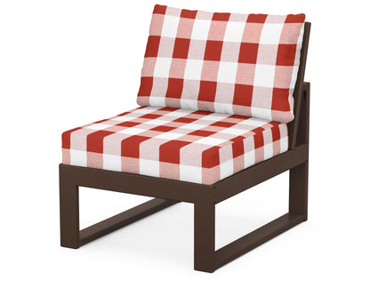 Unbranded Modular Armless Chair in Mahogany / Buffalo Plaid Crimson