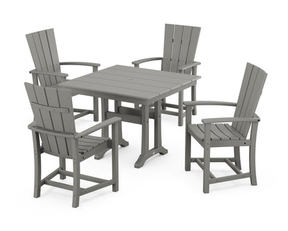 POLYWOOD® Quattro 5-Piece Farmhouse Dining Set With Trestle Legs in Slate Grey