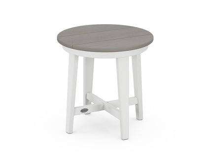 POLYWOOD® Newport 19" Round End Table in White / Driftwood