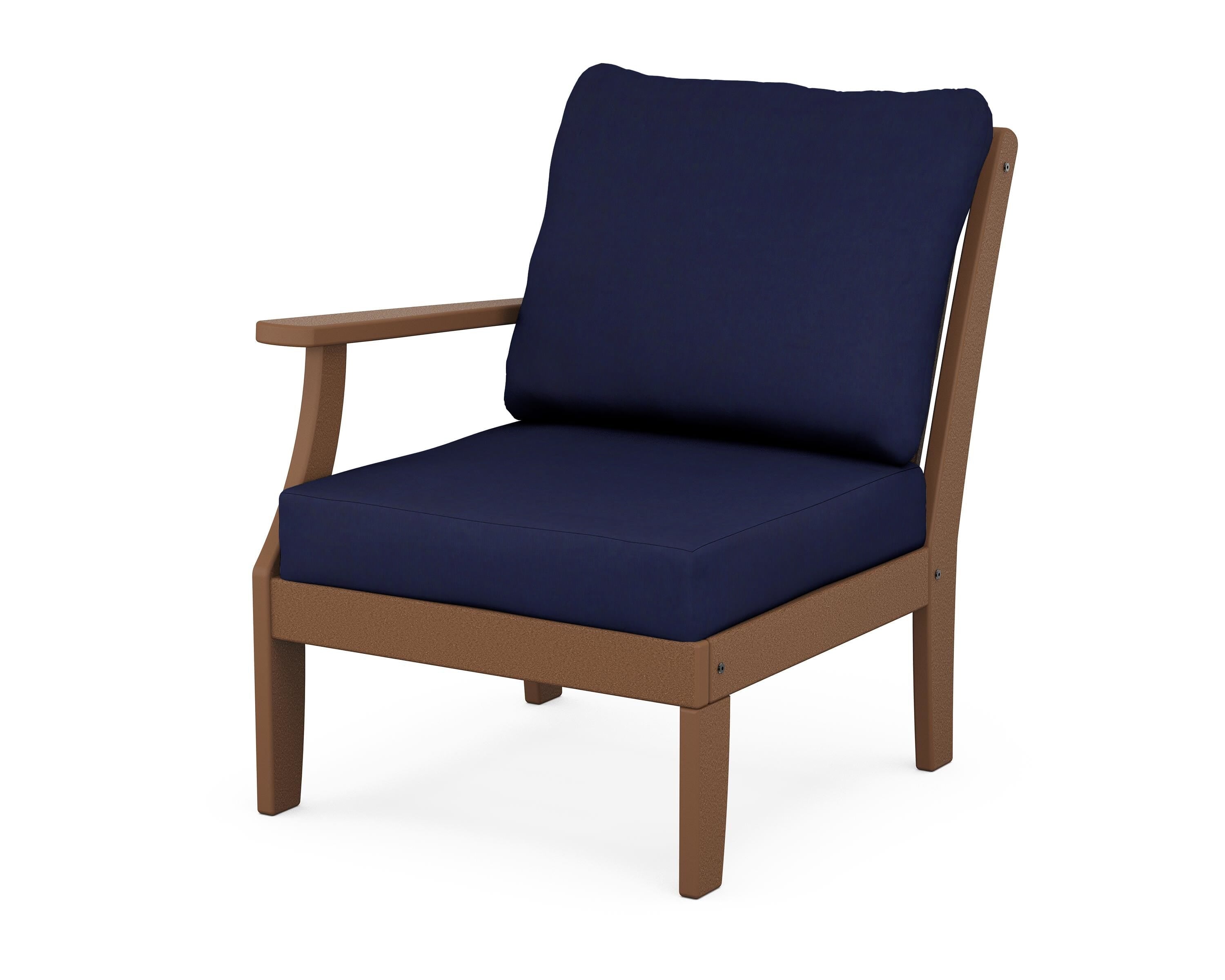 POLYWOOD® Braxton Modular Left Arm Chair in Teak / Navy