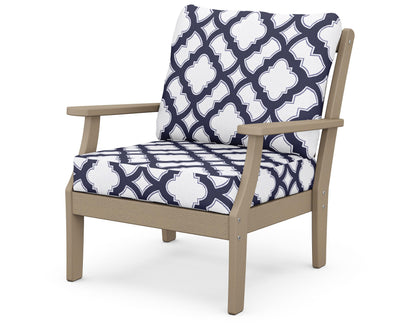 POLYWOOD® Braxton Deep Seating Chair in Vintage Sahara / Trellis Navy