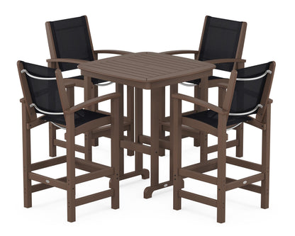 POLYWOOD® Coastal 5-Piece Bar Set in Mahogany / Black Sling