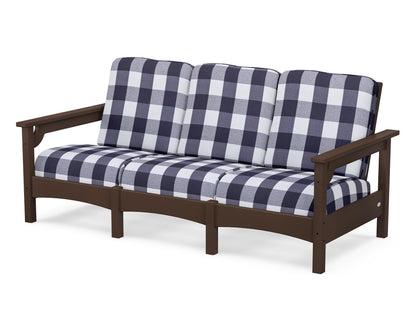 POLYWOOD® Club Sofa in Mahogany / Buffalo Plaid Navy