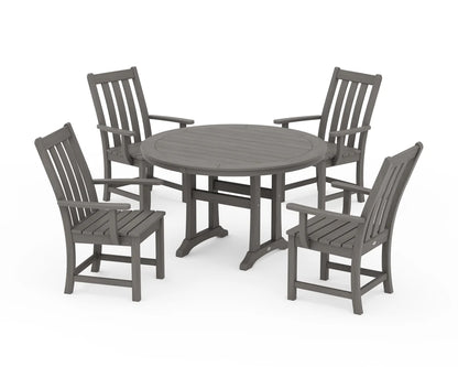 Vineyard 5-Piece Round Dining Set with Trestle Legs